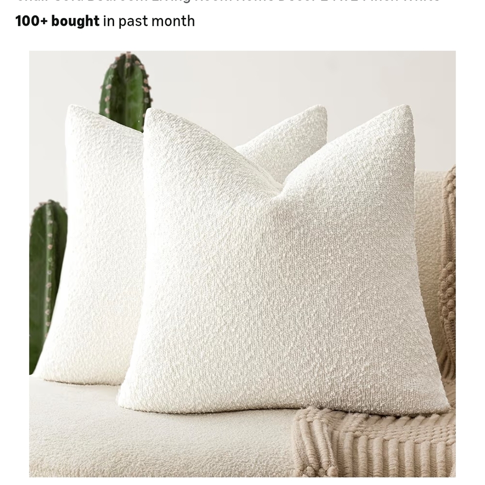 Bouclé Texture Throw Pillow Pair - Cream White